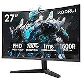 KOORUI Curved 27 Inch Gaming Monitor, Full HD 1080p