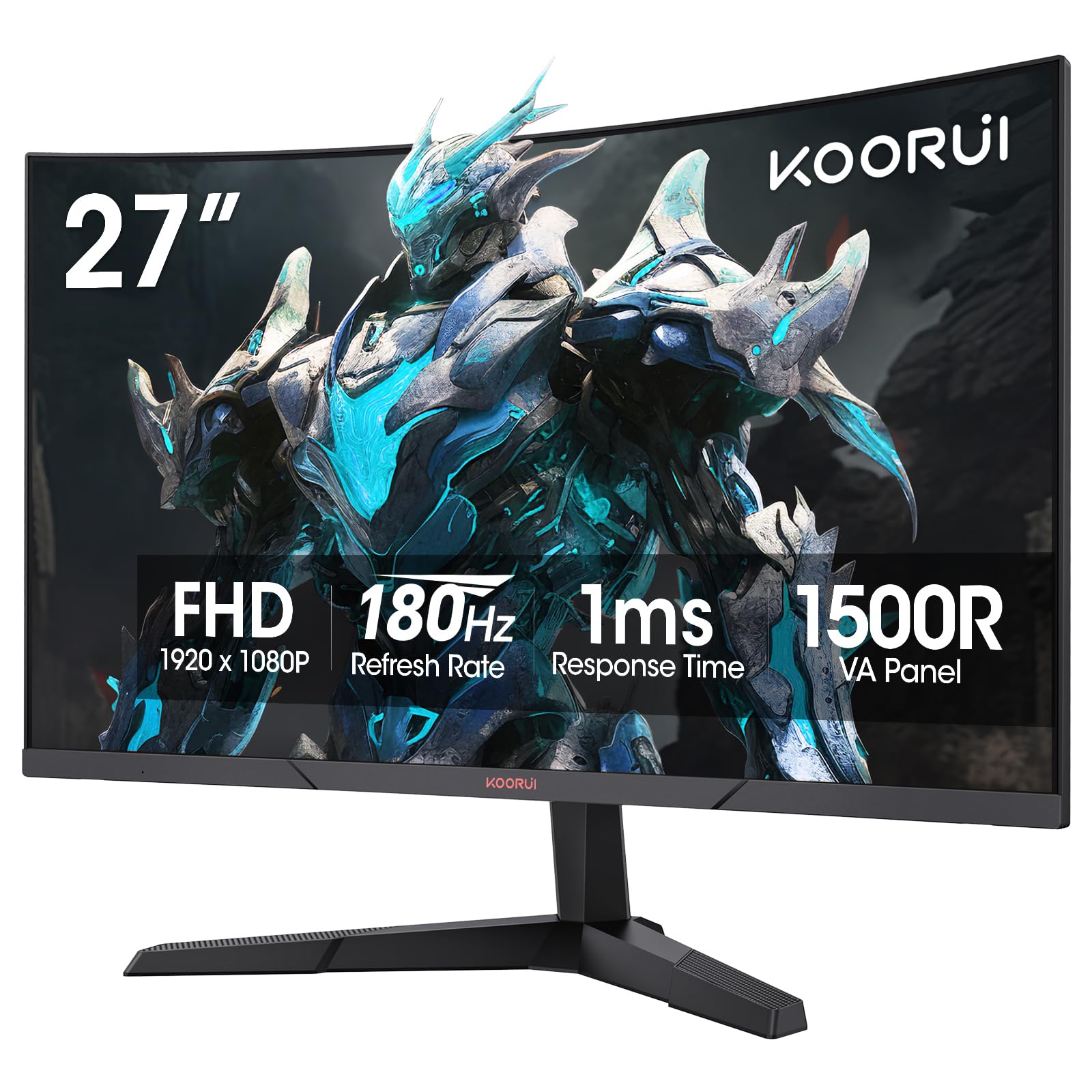 KOORUI 27 Inch Curved Gaming Monitor, Full HD 1080p