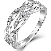 Fahonie Infinity Knot Ring 925 Sterling Silver cut 5A Cubic Zirconia CZ Statement Ring Anniversary Promise Ring for Women