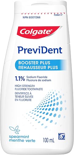 Colgate PreviDent 5000 ppm Booster Plus Toothpaste - Spearmint, 100mL - Fluoride Enamel Protection, Sensitive Teeth Relief, Travel Size - Dentifrice for Daily Oral Care (Package May Vary)
