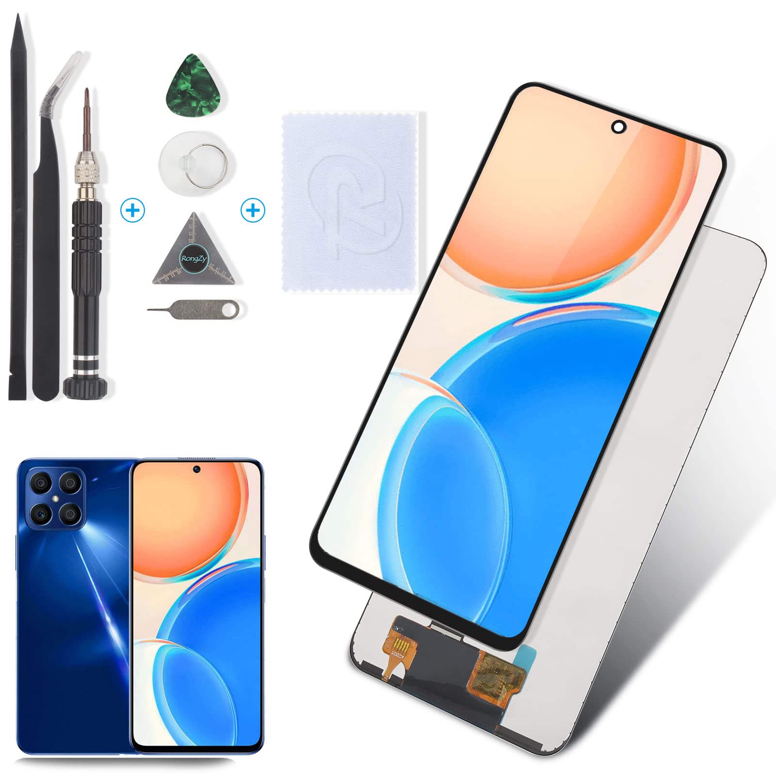 RongZy Display for Huawei Honor X8 4G TFY-LX1 LCD Screen Replacement Touch Display Digitizer Assembly for Huawei Honor X8 4G TFY-LX1 with Kit(Black)