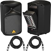 Behringer EUROPORT EPS500MP3 500W 8-Channel Portable PA System w/MP3 Player, Bundle with 2X H&amp;A XLR M to F Cable 25'