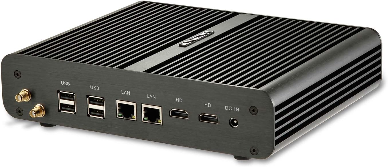 Kingdel Windows 10 Mini Desktop Computer, Fanless NUC with Intel i7-5500U 5th Generation CPU, 8GB RAM, 64GB SSD+1TB HDD, 2xHD Ports, 2xLAN, 1xSPDIF, 4xUSB3.0, Card Reader, Wi-Fii