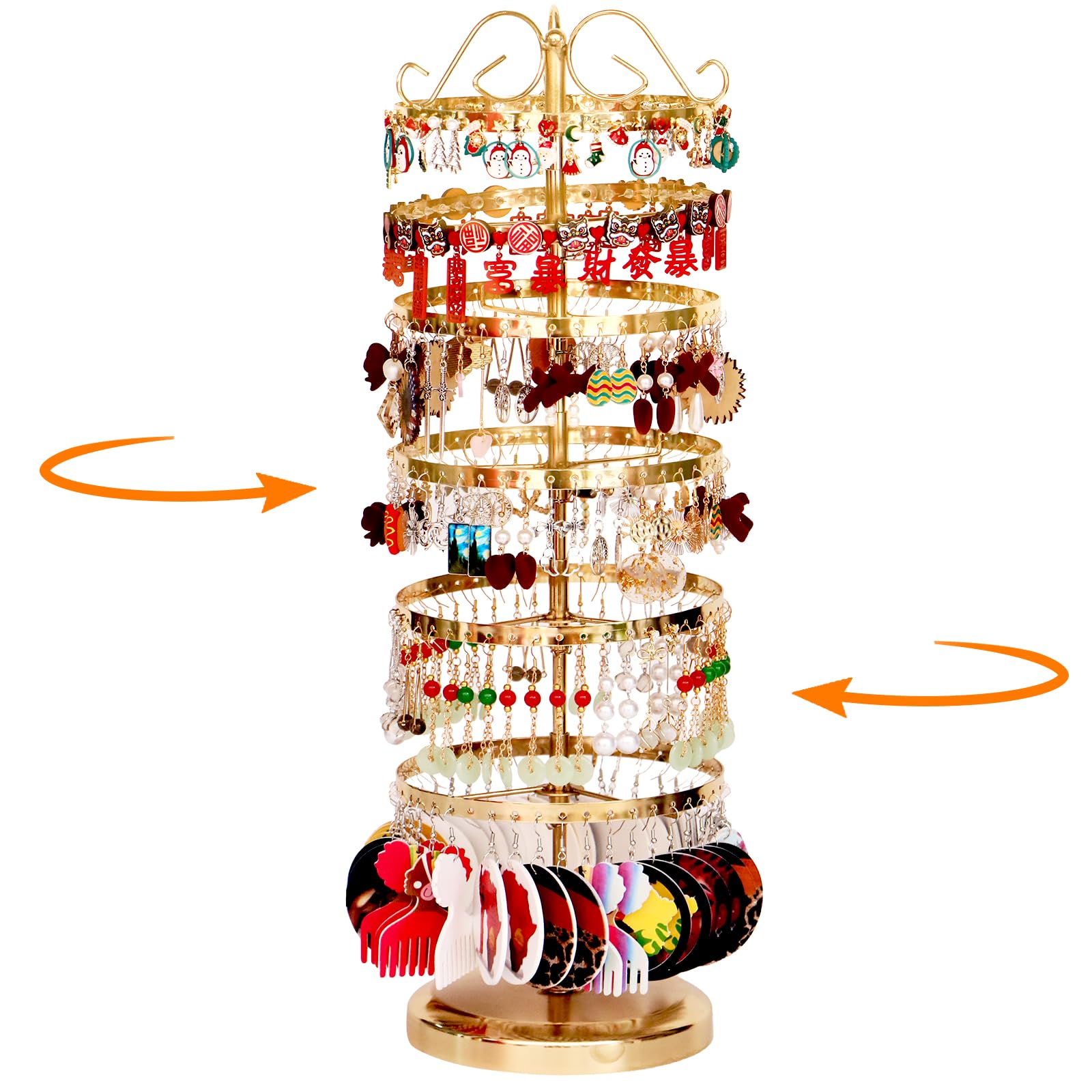 Photo 1 of 17Dec 6 Tiers Rotating Earring Holder Organizer Stand,264 Holes Stud Earring Organizers and Storage?Jewelry Organizers and Storage,Earring Tree Organizer for Women