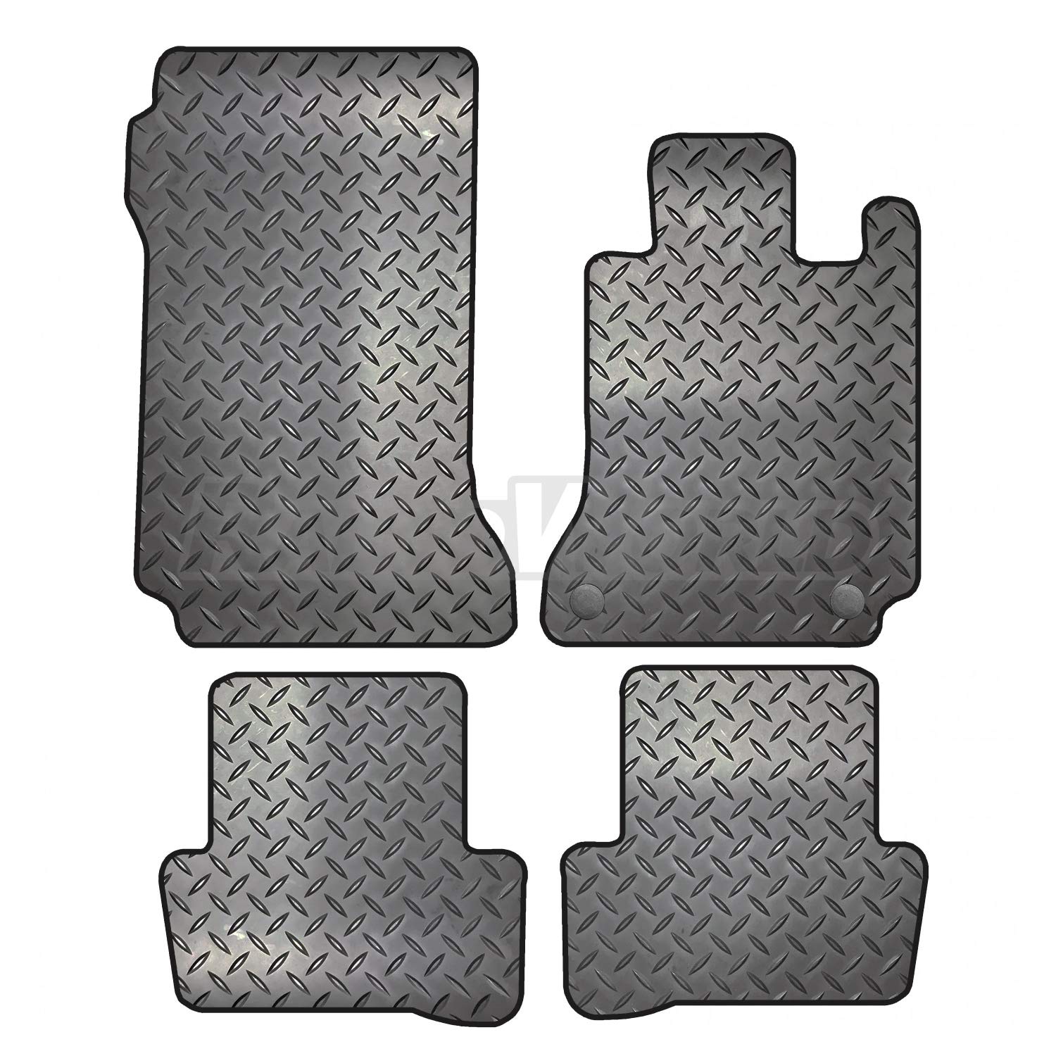 Carsio Rubber 4 Piece Car Mat Set For Mercedes C-Class 2007 to 2014 with [2 Clips] Tailored Fit Floor Mat Complete Accessory Black Custom Fitted - All Weather & Heavy Duty, Anti-Slip Backing