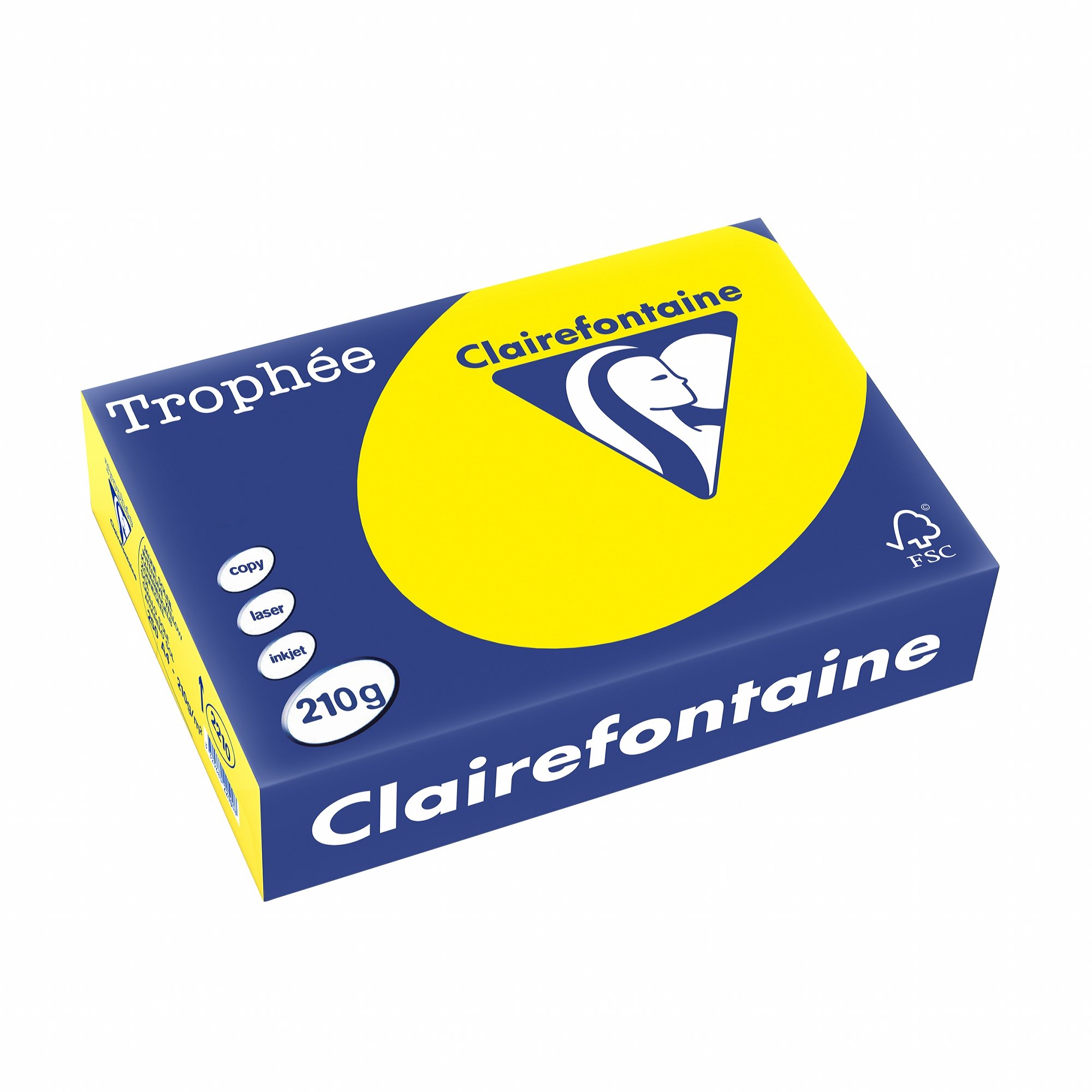 Clairefontaine Trophée – Ream of Paper/Card Stock, 250 Sheets, A4 21 x 29.7 cm, Sun Yellow — image 1