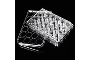 iplusmile 24-Well Culture Plate with Lid Grade Polystyrene Cell Culture Dish for Laboratory Tissue and Cell Applications Evap