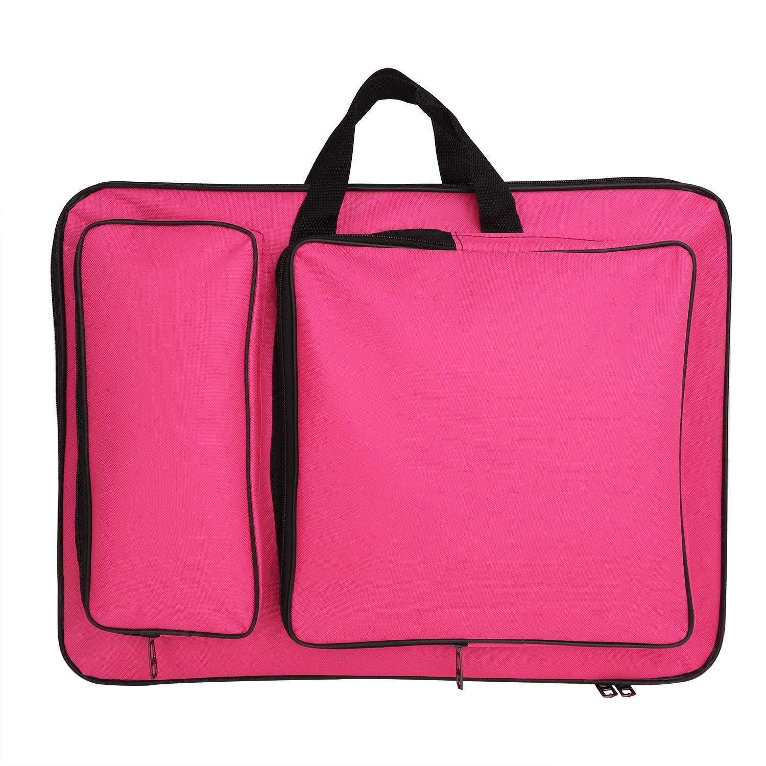 Water-Resistant Art Portfolio Carry Case Bag Backpack Student Outdoor Artist Portfolio Tote for Art Supplies Storage Drawing Board Easel Palette Sketch Paper Brushes Pencils 20" x 14.5" Hot Pink