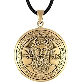 Moonlight Mysteries Bronze First Pentacle of the Sun Talisman for Power | Solid bronze 1st Pentacle of the Sun design necklace; Key of Solomon pendant visions talisman; 1.25 inch diameter