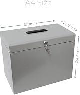 Cathedral Products A4 Steel File Box Grey with 5 Suspension Files UK Made view 2