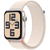 Apple Watch SE (2nd Gen) [GPS 44mm] Smartwatch with Starlight Aluminum Case with Starlight Sport Loop. Fitness & Sleep Tracke