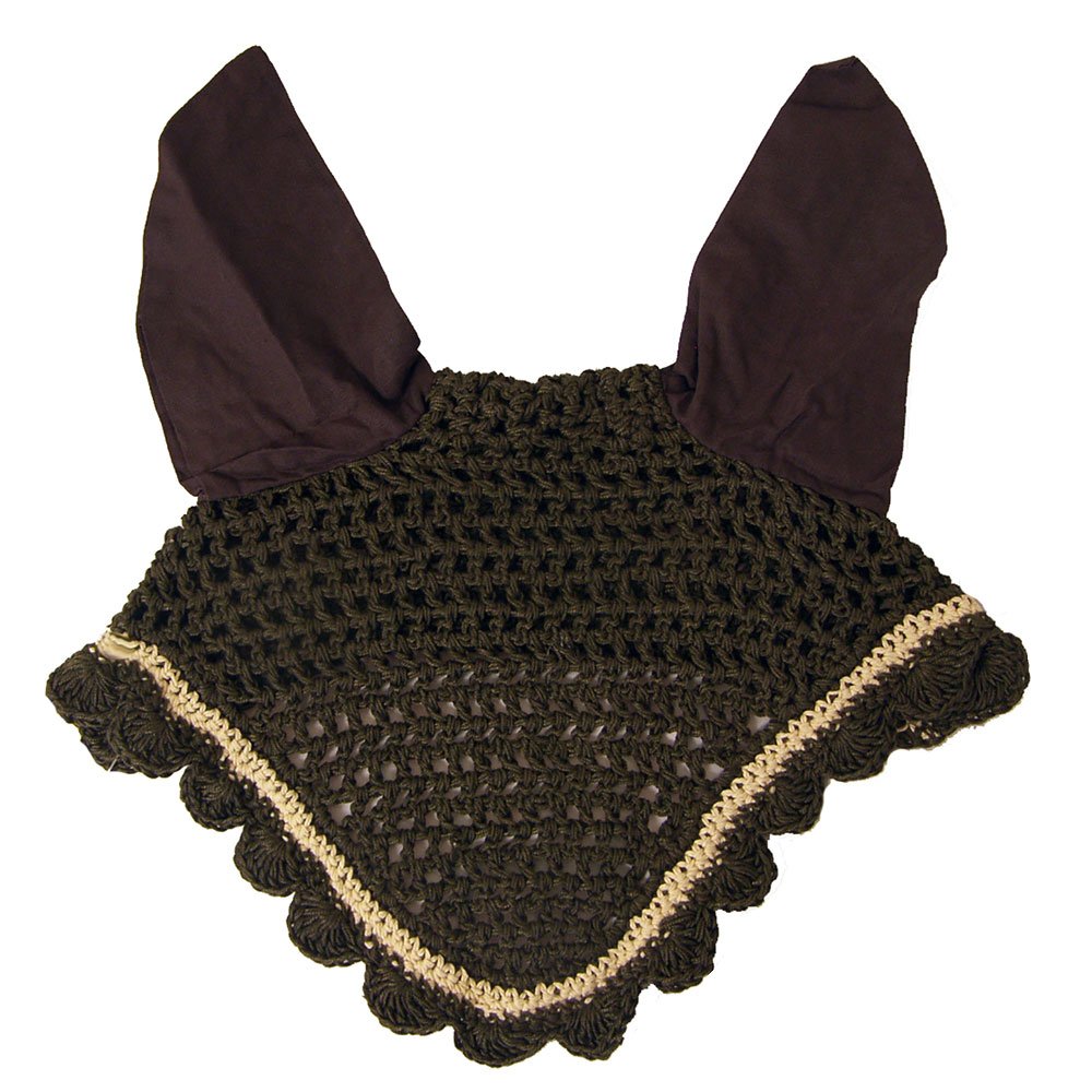 Intrepid International All Crochet Fly Veil with Ears, Chocolate/Cream, Horse Size