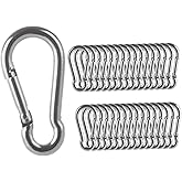 MIVIDE 32 Pack M6 x 2.36 inch Carabiner Clips Spring Snap Hook, 304 Stainless Steel Heavy Duty Snap Hooks Carabiner Quick Link Clip for Camping Hiking Traveling Outdoor Swing Gym, 260Lbs Capacity