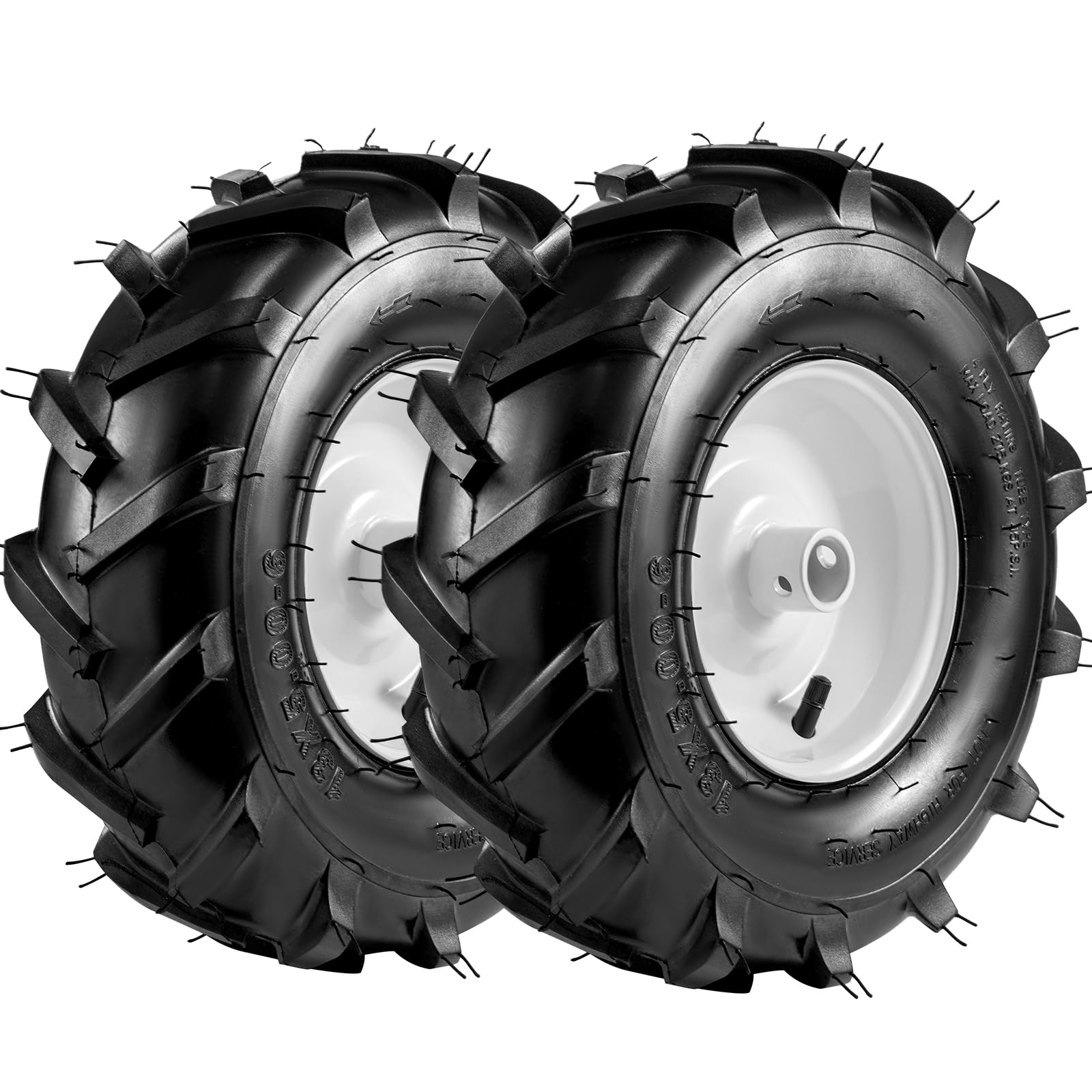 View 1 of 13x5.00-6" Tiller Tire and Wheel 2 Pack 1 Inch Hub 3-1/8" Centered Hub Length Agriculture Super Lug Tractor & Trencher Tire Replacement