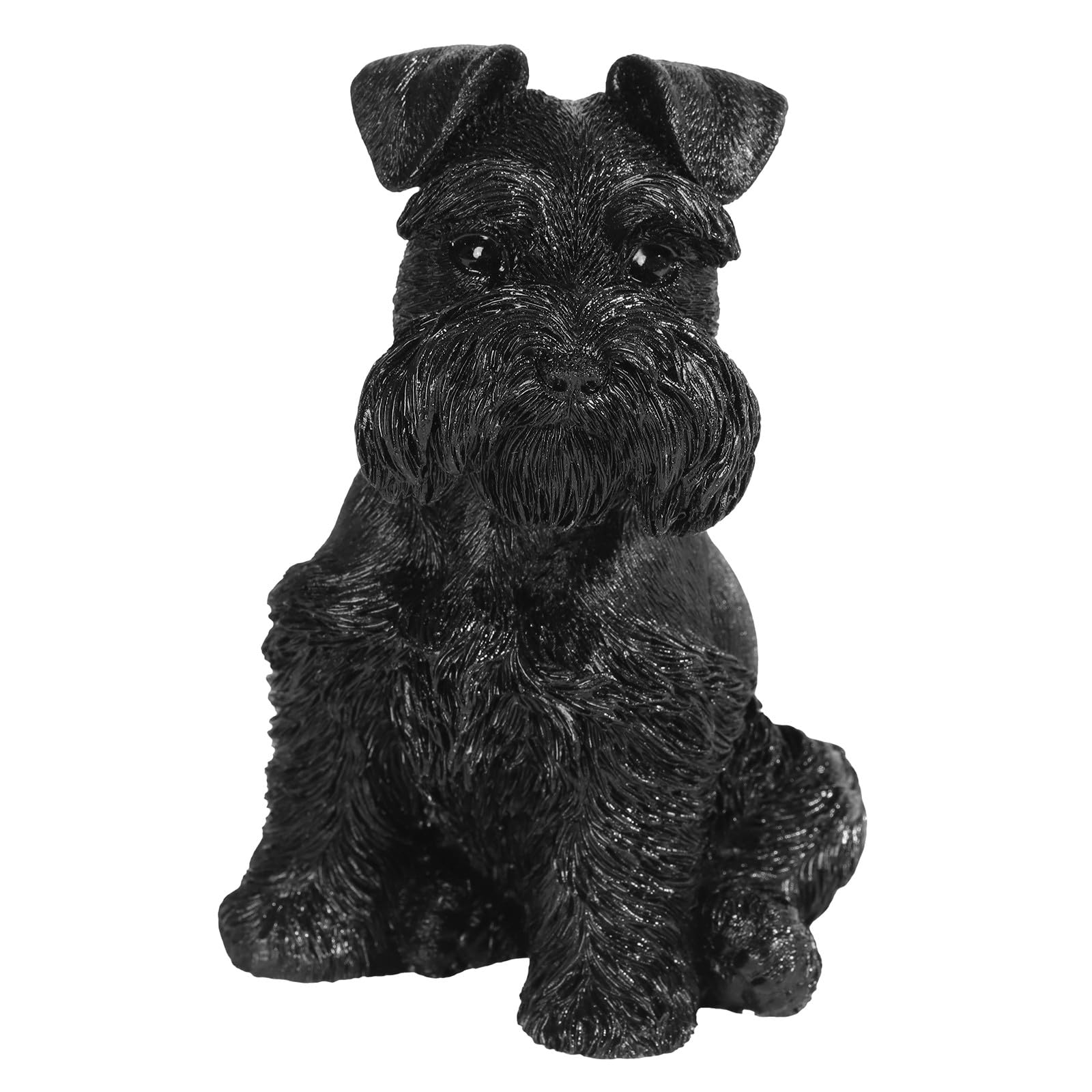 Nupuyai Resin Obsidian Standing Schnauzer Statue, Black Stone Figurine Dog Collectible Puppy Animal Ornaments for Dog Lover Home Decor