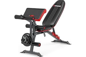 Fostoy Adjustable Weight Bench Press, 800lbs Load Workout Bench with Leg Extension and Preacher Pad, Flat/Incline/Decline Exercise Multi-functional Bench for Home Workout Weight Training, red&black