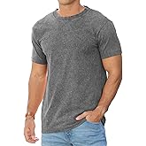 RQP Men's Cotton Shirts Vintage Washed Shirt Relaxed Fit Distressed Casual Short Sleeve for Streetwear & Daily Outfits