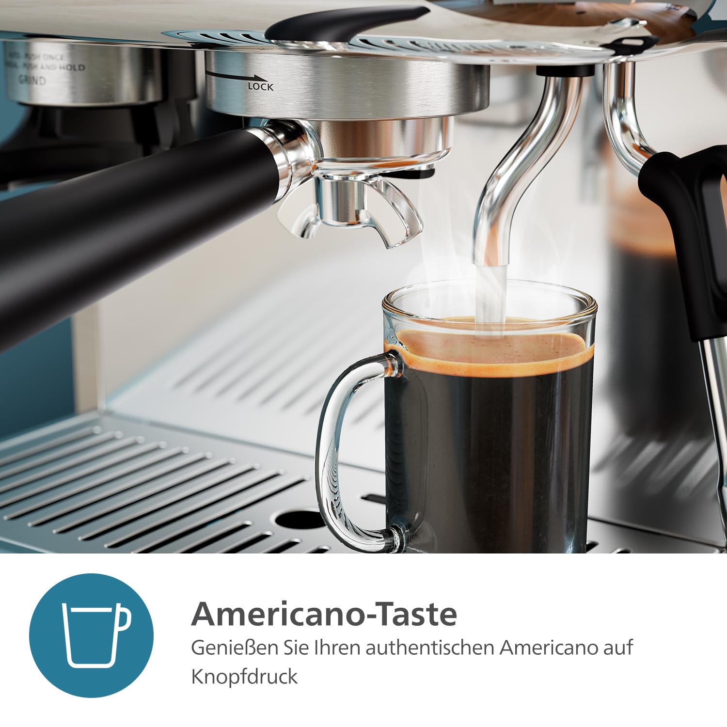 PHILIPS Barista Brew Espressomaschine – Einfacher & doppelter Espresso, Americano-Taste, 280g Bohnenbehälter, intuitive Bedienung, kalibriertes Tampern, Cappuccinosystem (PSA3228/41) 6
