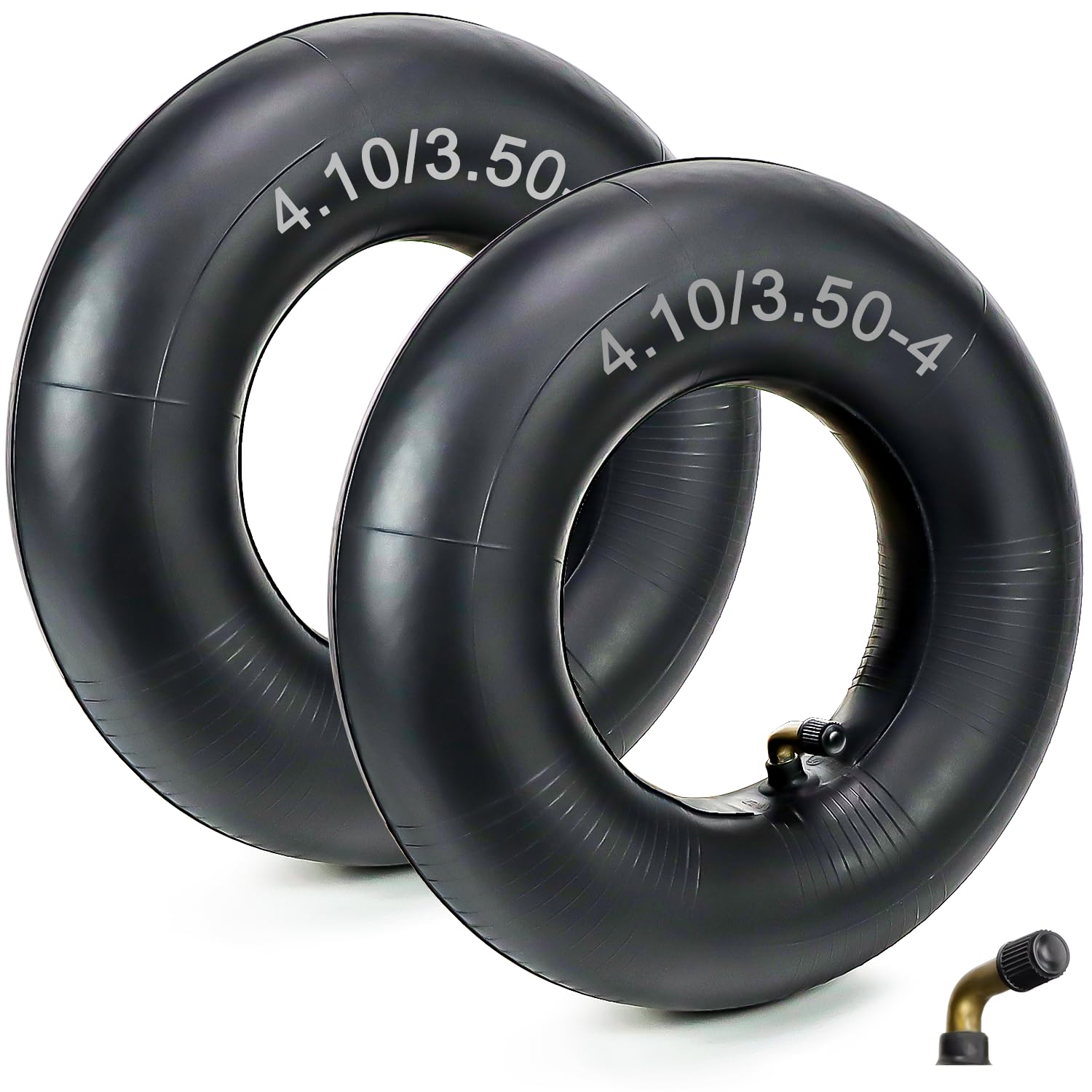 Photo 1 of 4.10/3.50-4" Inner Tubes with TR87 Bent Valve Stem (2-Pack) by Cenipar Heavy Duty Replacement Inner Tube for Wheelbarrow tire 4",Trunk, Tractor, Garden Carts,Golf Cart, Mowers and More
