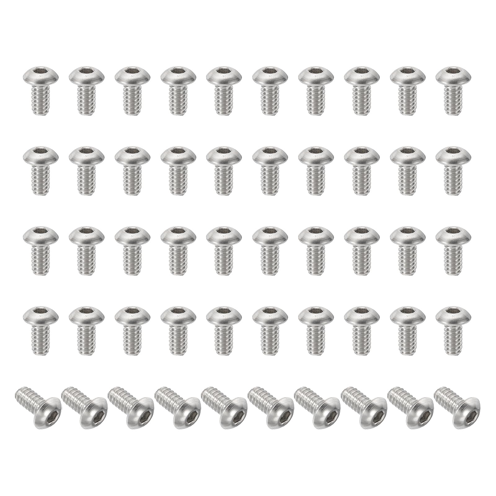 PATIKIL #10-24x3/8" Button Head Socket Cap Screws, 50 Pcs 304 Stainless Steel 18-8 Socket Cap Screw Bolts Allen Hex Drive Full Thread UNC