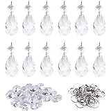 BIHRTC 12Pcs38mm Clear Crystal Teardrop Chandelier Prisms Parts Hanging Galss Crystal Pendants Beads +50pcs Metal Split…