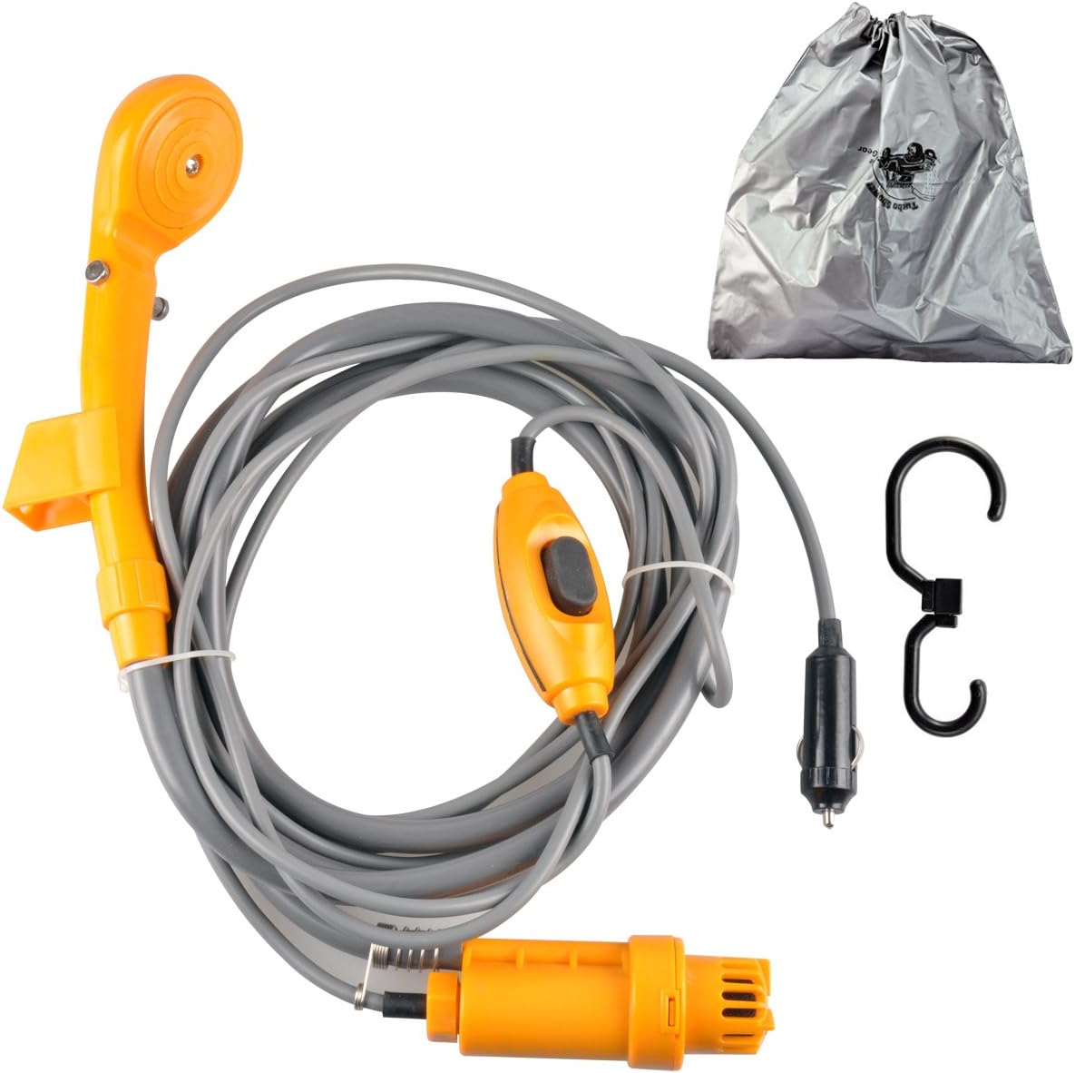 AutoEC 12V Portable Pressure Washer Automobile Shower Set - for Indoor or Outdoor Use, Pet Washing, Car Washing, Camping, Baby Showering--Cigarette lighter extend line will ship in separate package