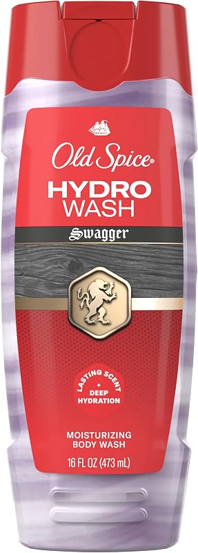 Old Spice Moisturizing Body Wash for Men, Hydro Wash, 2-in-1 Long Lasting Scent & Deep Hydration, 24/7 Shower Fresh, Swagger Scent, 16 oz