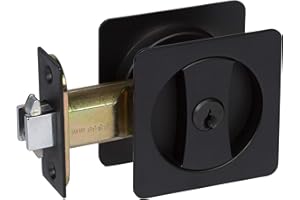 Delaney Hardware 370004 Black Contemporary Entrance Square Pocket Door Lock with Edge Pulls and Color Coded Indicators