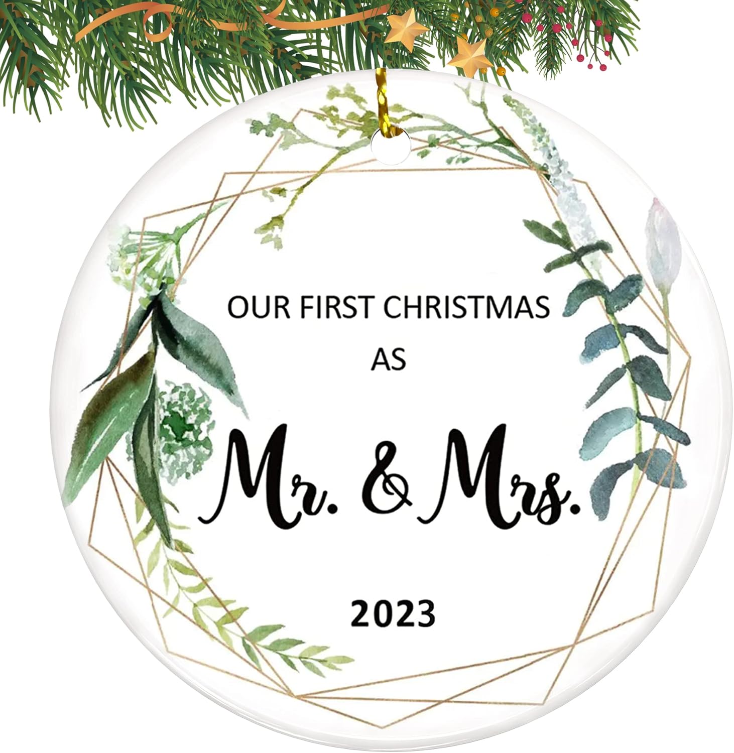 Ornaments - Wedding Gifts for Couple, Our First Christmas as Mr & Mrs Ornament 2023, Bridal Shower Gift, 1st Christmas Married Ornaments, Christmas Tree Decoration Newlywed Christmas Bauble