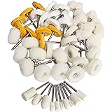 FPPO 1Inch Polishing Buffing Wheel Set,Wool Felt Cotton Mounted 3mm Shank for Rotary Tool Accessories,Mini Brush Polishing Ki