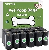 Topfree 270 Poo Bags Extra Thick Leak-Proof Degradable 18 rolls