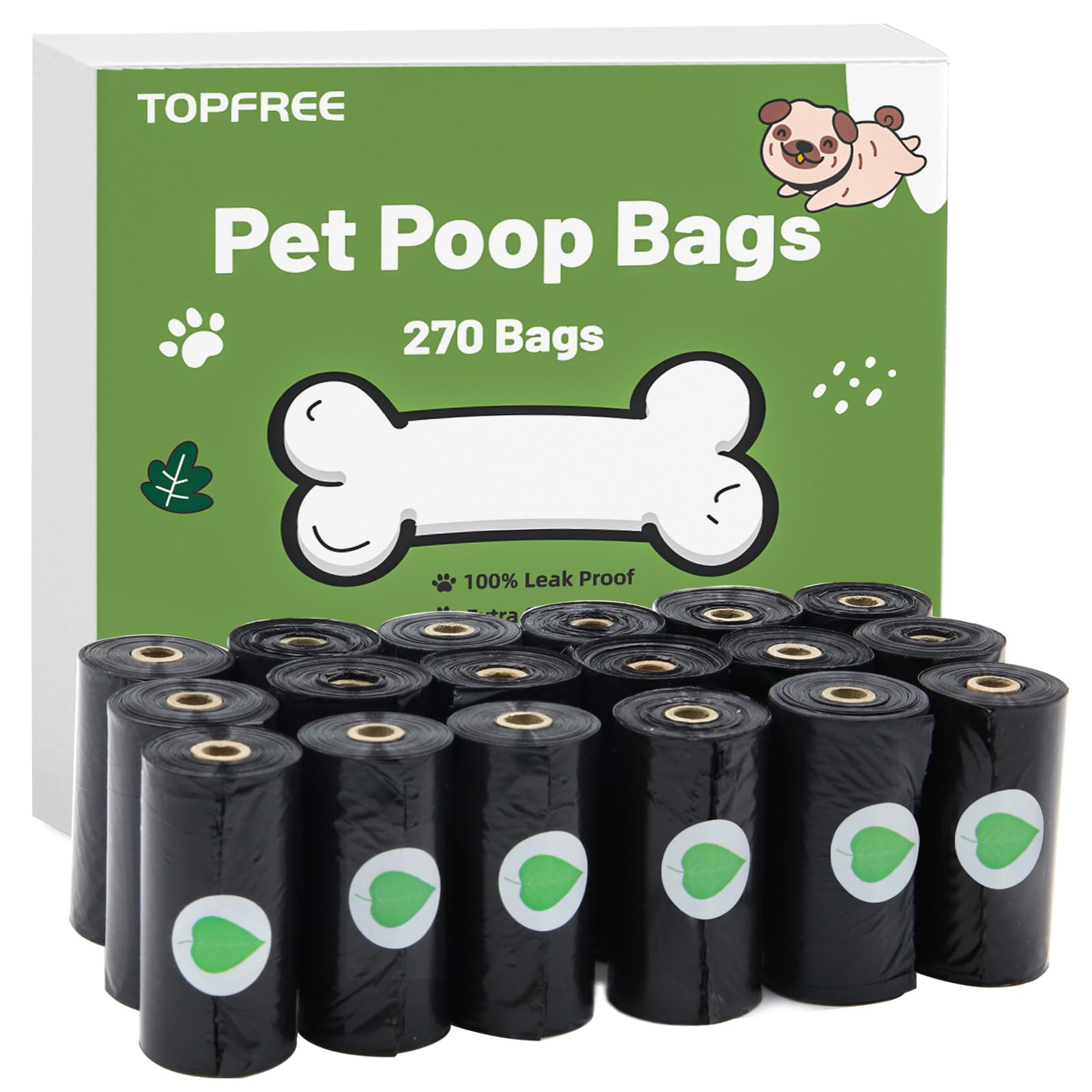 270 Dog Poo Bags, Extra Thick, Strong, Dog Poop Bags, 100% Leak-proof Waste Bags