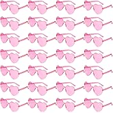 BOUBONI 28 Pack Heart Shaped Sunglasses for Women Rimless Heart Glasses Bulk Mardi Gras Candy Color Sunglasses for Party