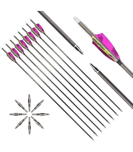 24 Flèches Courtes En Aluminium 15,8 Cm – Pointe Acier, Diamètre 6 Mm, Pour Chasse Et Tir En Extérieur, Rouge Et Or
