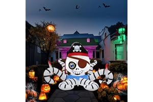 SHDEJTG 6 ft. Black and White Octopus Halloween Outdoor Inflatable Decoration, Creepy Skeleton Zombie with LED Lights, Holiday Inflatable Decoration for Outdoor Patio, Garden, Lawn…