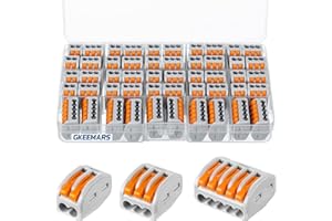 GKEEMARS 50Pcs Lever Wire Connectors, Compact Splicing Conductor Connector for Solid Stranded Flexible Wires 28-12 AWG (Orange)