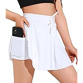 Hvididan Girls Tennis Skirt Athletic Skort Butterfly Flowy Skorts for Kids Shorts with Pocket
