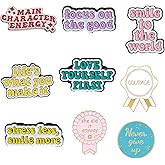 9PCS Motivational Pins,Cute Positive Enamel Lapel Pin,Letter Inspirational Quote Pin Brooch for Clothing Backpack Hat Accessory Jewelry Accessories