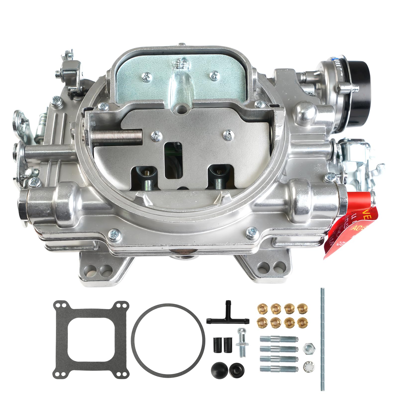 Photo 1 of 1906 Carburetor 4 Barrel Carb with Electric Choke Satin Finish Replacement For Edelbrock AVS2 650 CFM Carburetor Square Flange New Annular Flow Booster