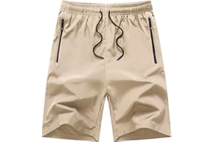 XiaoLongRen Boys Outdoor Running Shorts Quick Dry Lightweight Gym Shorts with Zipper Pockets
