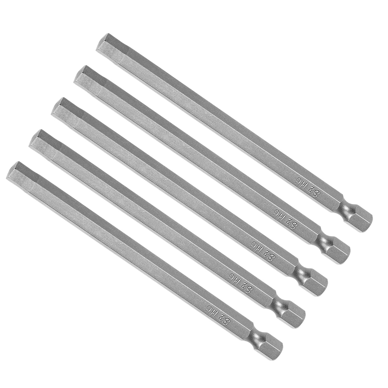 CoCud Hex Head Wrench Bit, H6 Hex Head 1/4" Hex Shank 100mm Long, S2 Alloy Steel Screwdriver Bit - (Applications: for Electric Drill), 5-Pieces