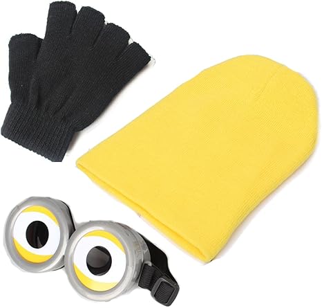 Amazon Lululab ミニオン コスプレ 3点セット ゴーグル ニット帽 手袋 コスプレ 仮装 通販
