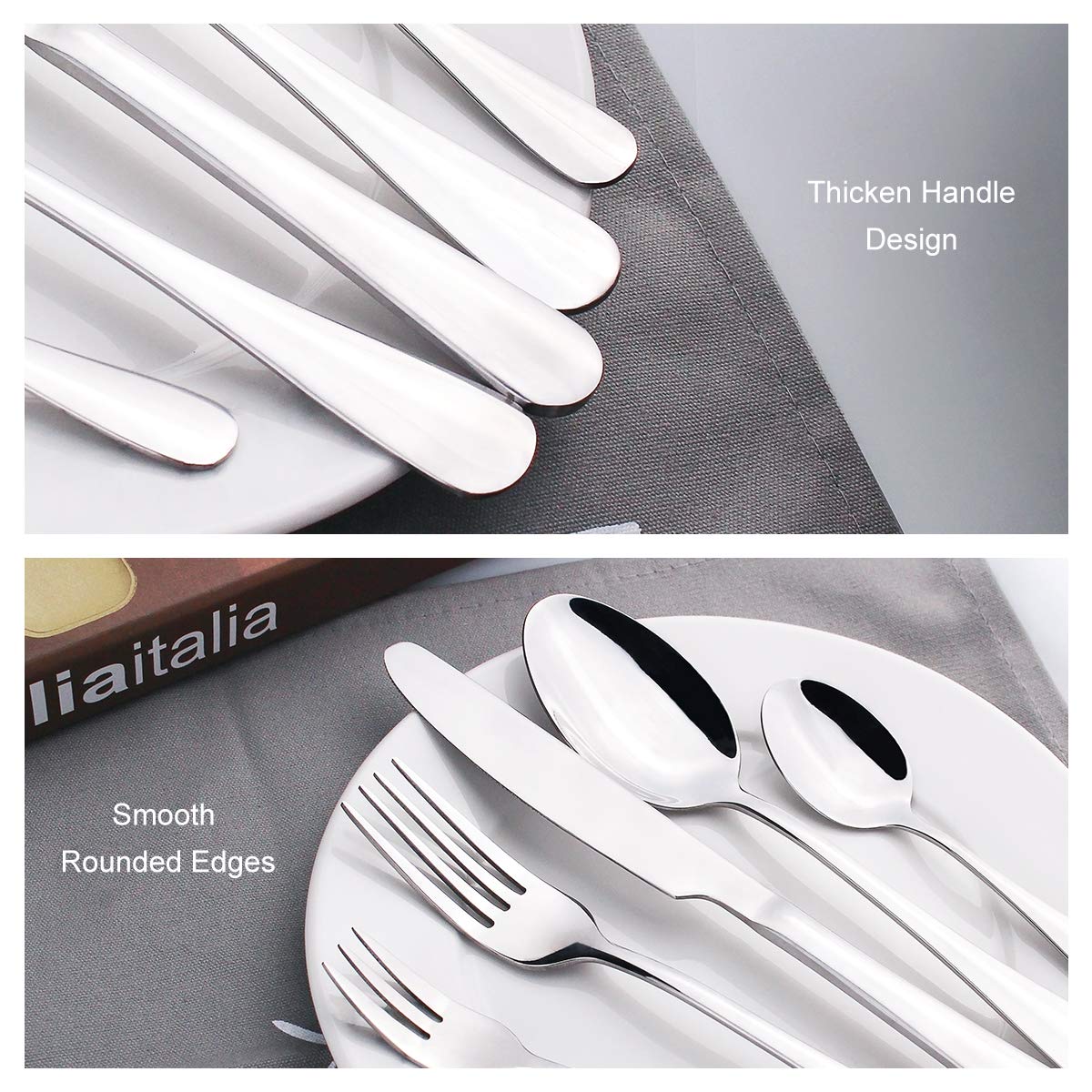 Hippih Food Grade Stainless Steel Flatware 20 Piece Anti-Scald Metal Cutlery Set