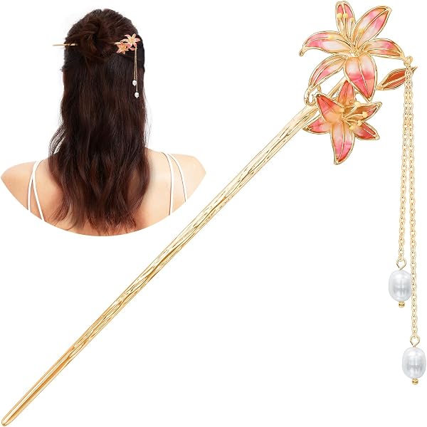 Hair Accessories 14k Gold Plated Copper Vintage Handcrafted Floral Pearl Lilies Amazon.com : 2PCS Lily of the Valley Flower Pearl Leaf  main image 4