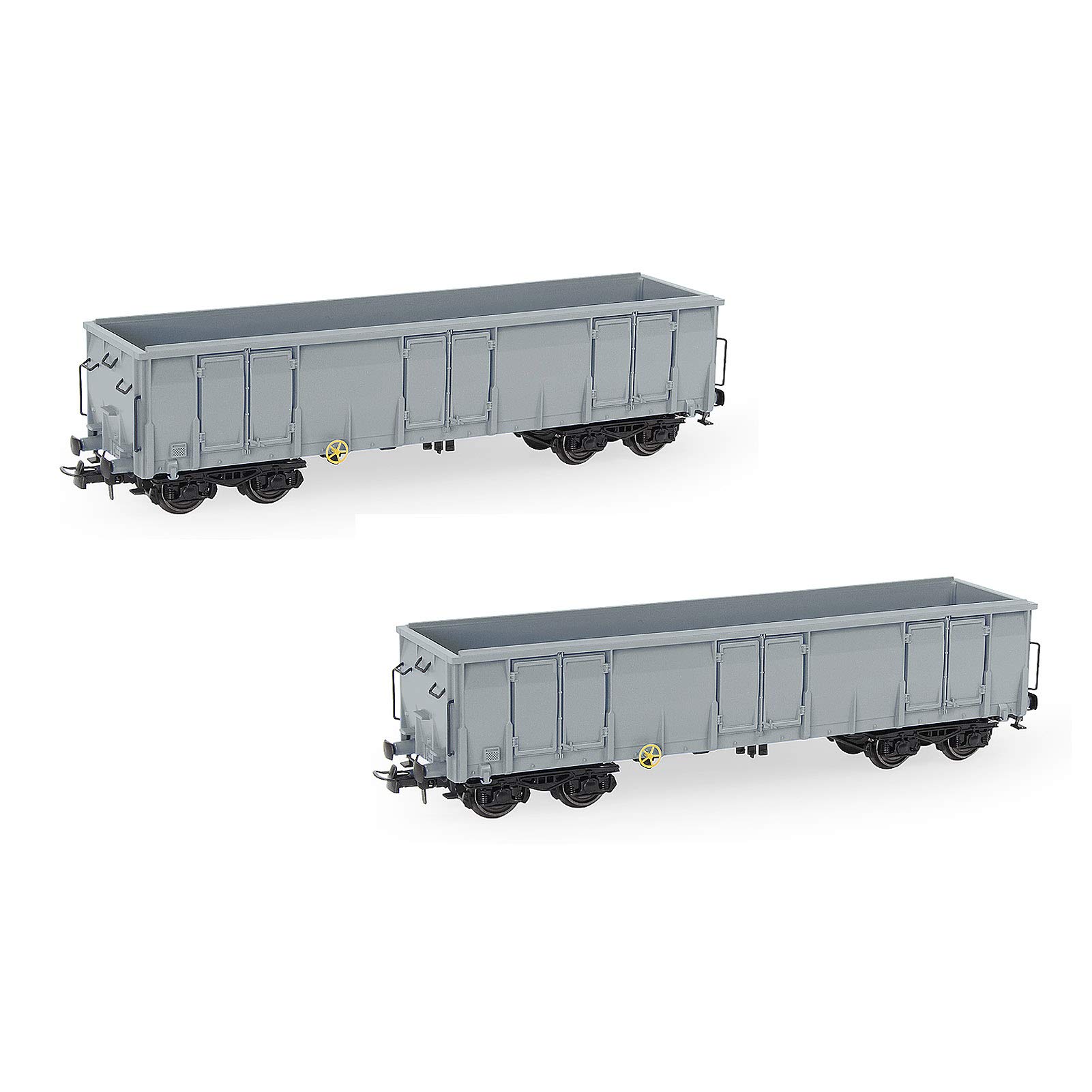 Evemodel 2pcs HO Scale Open Gondola Car 1:87 Grey Rolling Stock Railway Wagons (Grey)