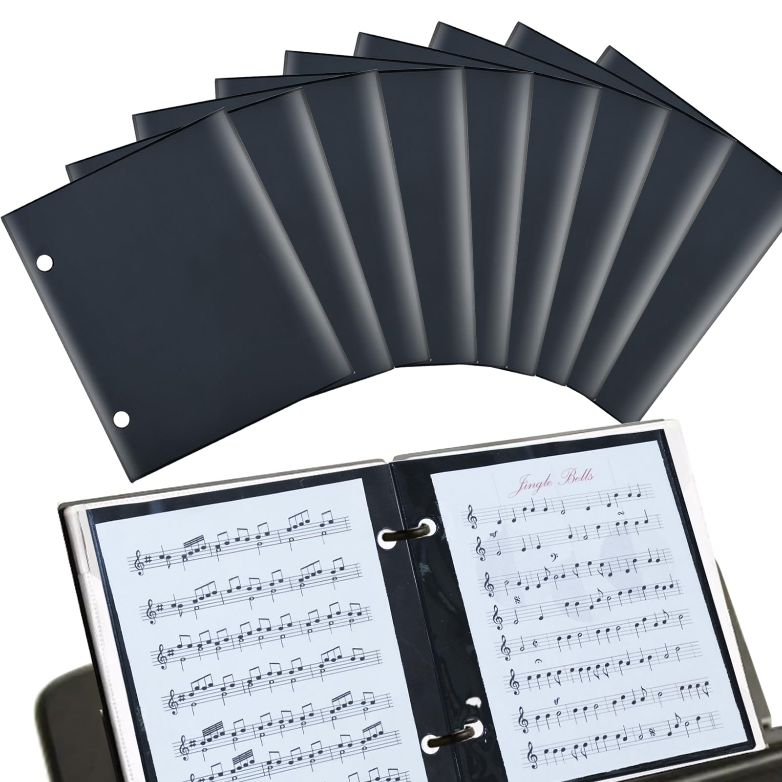 Photo 1 of 24pcs Waterproof Flip Folder Marching Band, Double Side Flip Folder Pages with 2 Holes 7.5 x 6.5 Inches Music Folio Pages PVC Flute Musical Folio Book for Marching Band Practicing