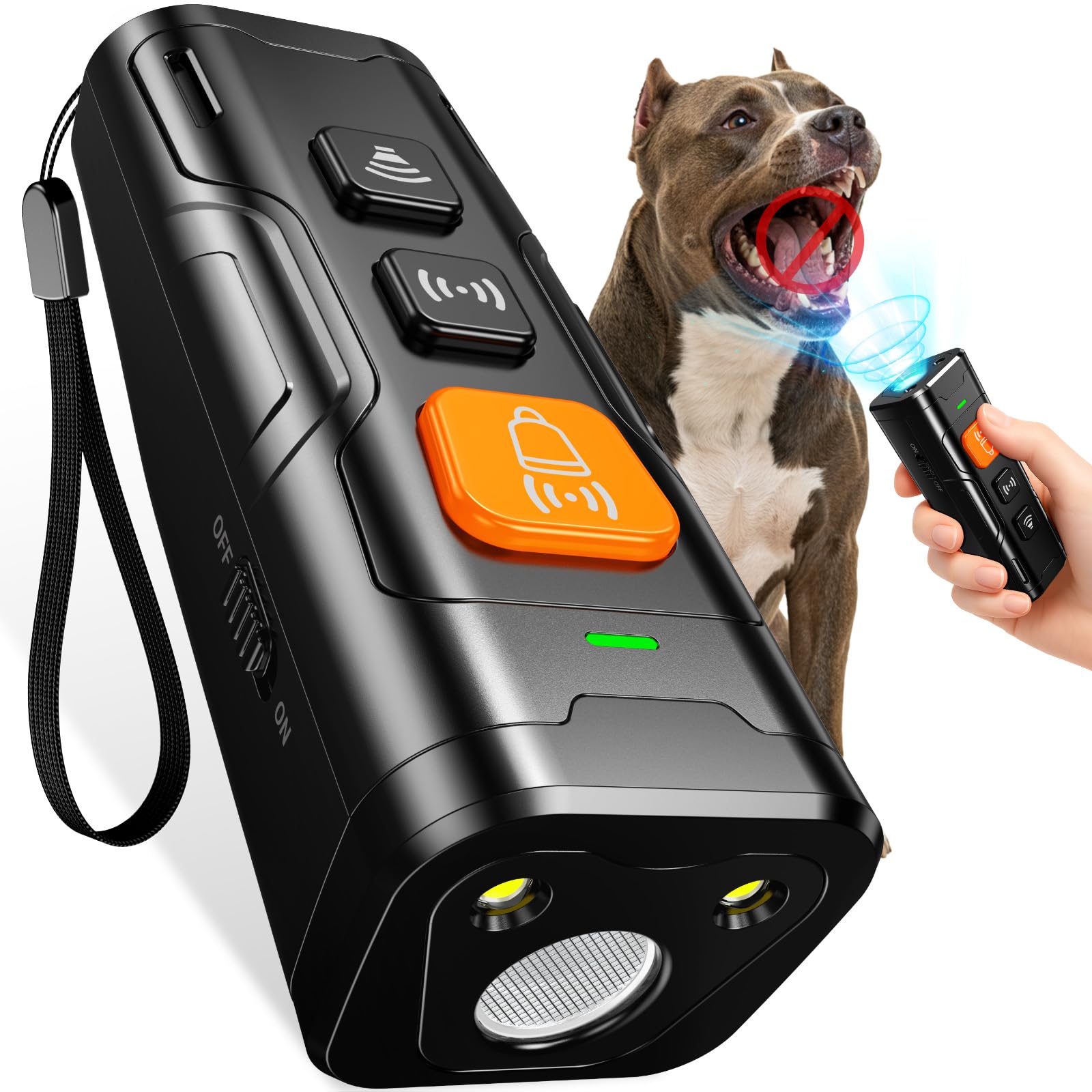 QVNNVQ Dog Bark Deterrent Devices, Ultrasonic Anti Barking Device for Dogs, Stopping Own or Neighbor's Dog Barking,Portable Dog Training Device, Safe & Effective for Indoor & Outdoor Use, Black Image