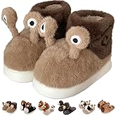 Jfxgjuv Snail Slippers, Cute Frog Pig Duck Chicken Plush Animal Slippers Fuzzy Memory Foam Slides Fluffy Winter Warm No-Slip House Indoor Outdoor Shoes for Women Men