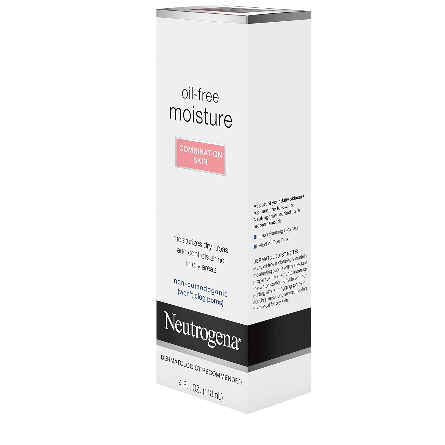 Neutrogena Oil Free Moisture Glycerin Face Moisturizer & Neck Cream for Combination Skin, Lightweight, Oil Absorbing Facial Moisturizer Lotion for a Soft Natural Matte, 4 fl. oz: Beauty
