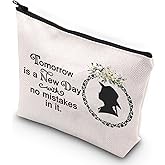 G2TUP Literary Makeup Bag Book Quote Gift Tomorrow is a New Day with No Mistakes in It Anne Fans Cosmetic Bag for Book Lovers (Literary makeup bag)